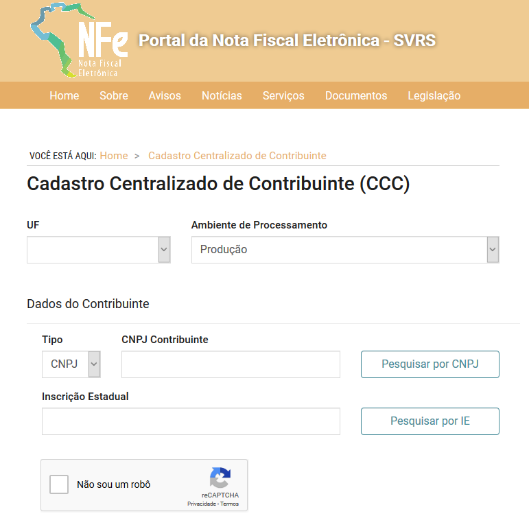 Como consultar uma Inscrição Estadual ou CNPJ no Cadastro Centralizado de  Contribuinte (CCC)?